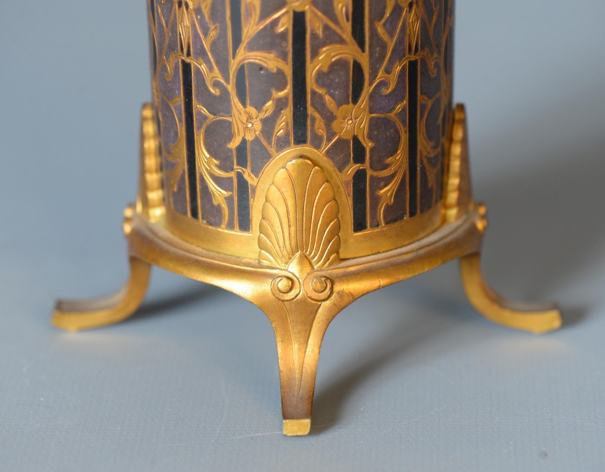 Ferdinand Barbedienne, Bronze Cup And Cloisonné Enamels-photo-1