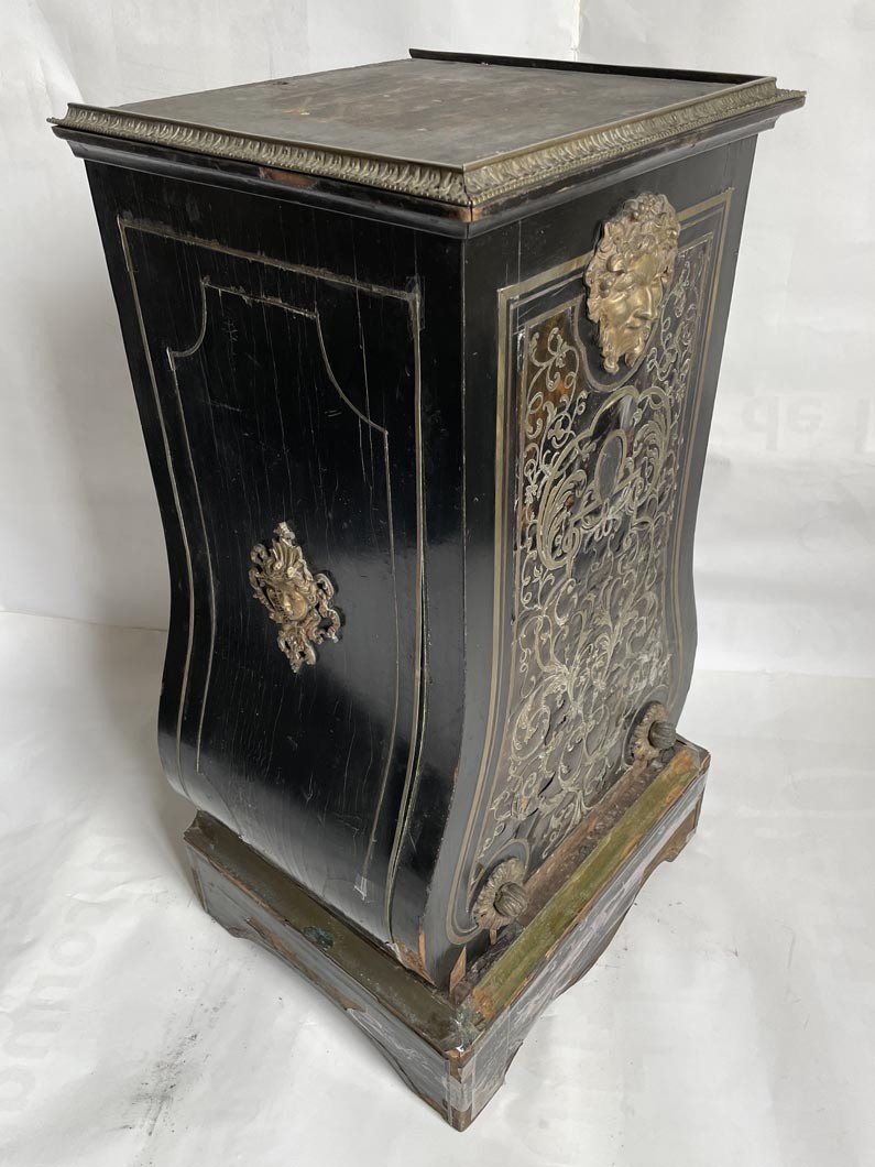 Napoleon III Blackened Wood Base In Marquetry In The Taste Of Boulle-photo-3