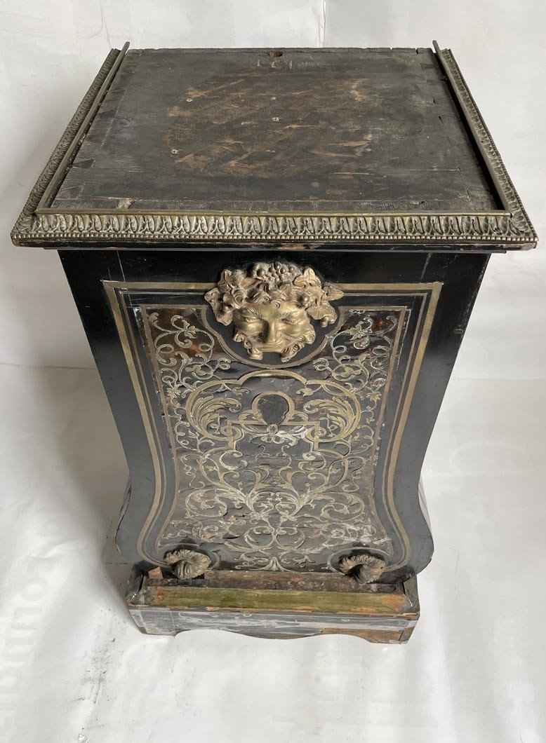 Napoleon III Blackened Wood Base In Marquetry In The Taste Of Boulle-photo-4