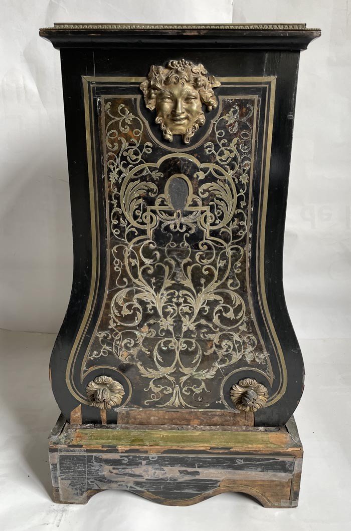 Napoleon III Blackened Wood Base In Marquetry In The Taste Of Boulle