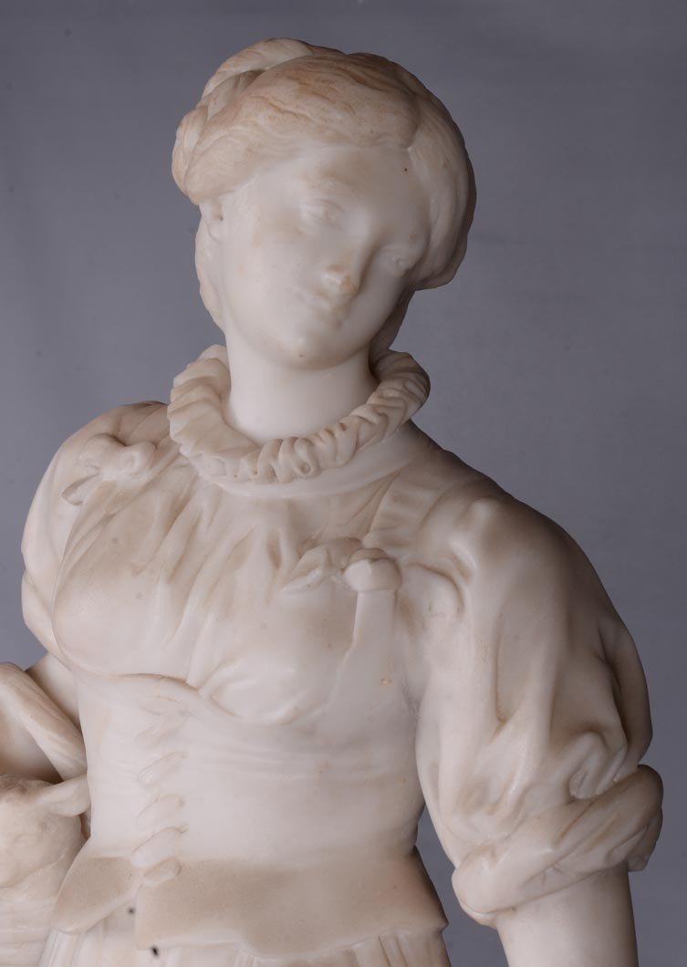 Alexandre Falguière, Sculpture En Marbre Dorothée Et Sa Chèvre, 1874-photo-4