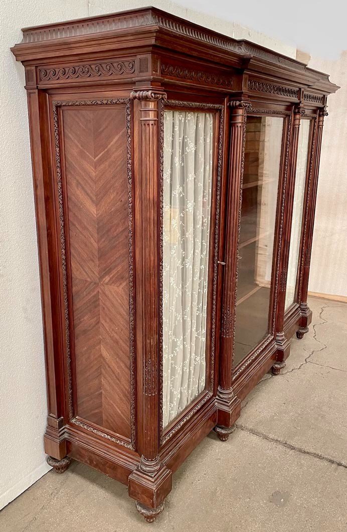  Vitrine De Style Louis XVI En Acajou à Demie Colonnes-photo-3