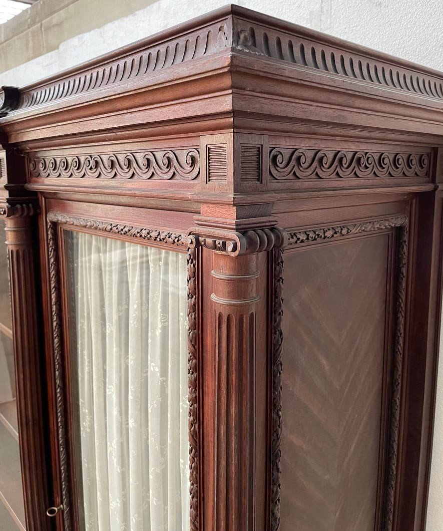  Vitrine De Style Louis XVI En Acajou à Demie Colonnes-photo-4