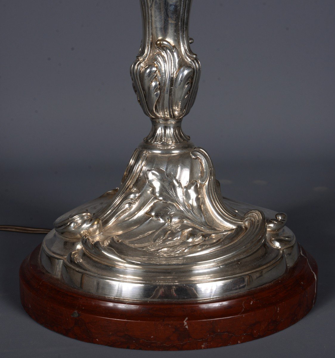 Beautiful Rockery Lamp Base In Silver Metal - Christofle-photo-1