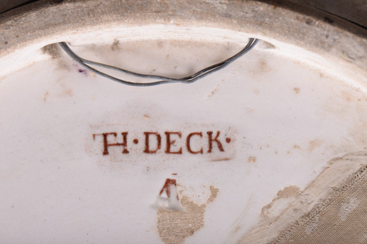 Théodore Deck - Glazed Ceramic Dish With Portrait Of A Woman-photo-4