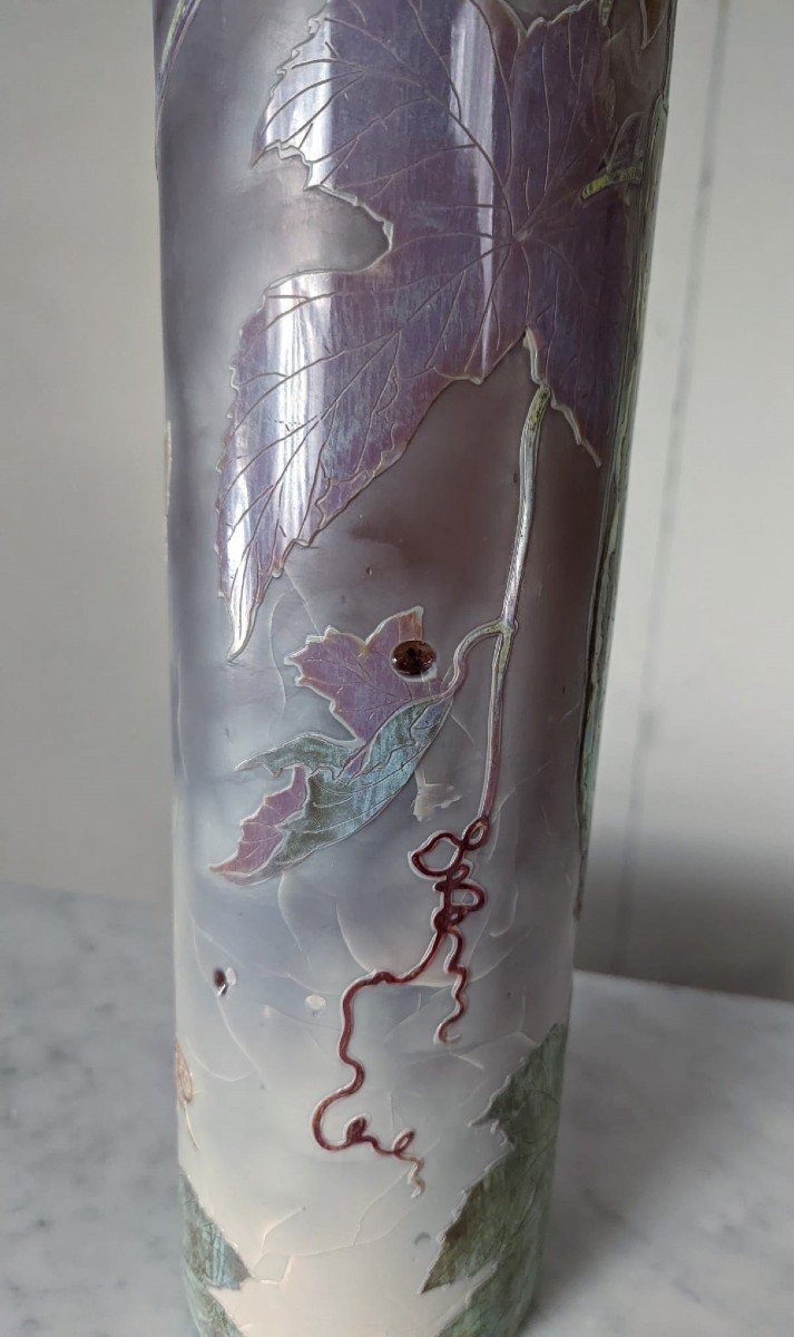 Clain & Perrier - Vase En Pâte De Verre Au Décor De Coloquintes , Vers 1900-photo-4