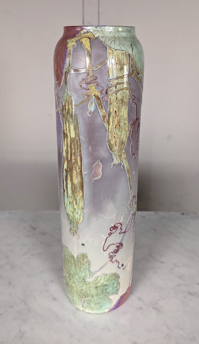 Clain & Perrier - Vase En Pâte De Verre Au Décor De Coloquintes , Vers 1900