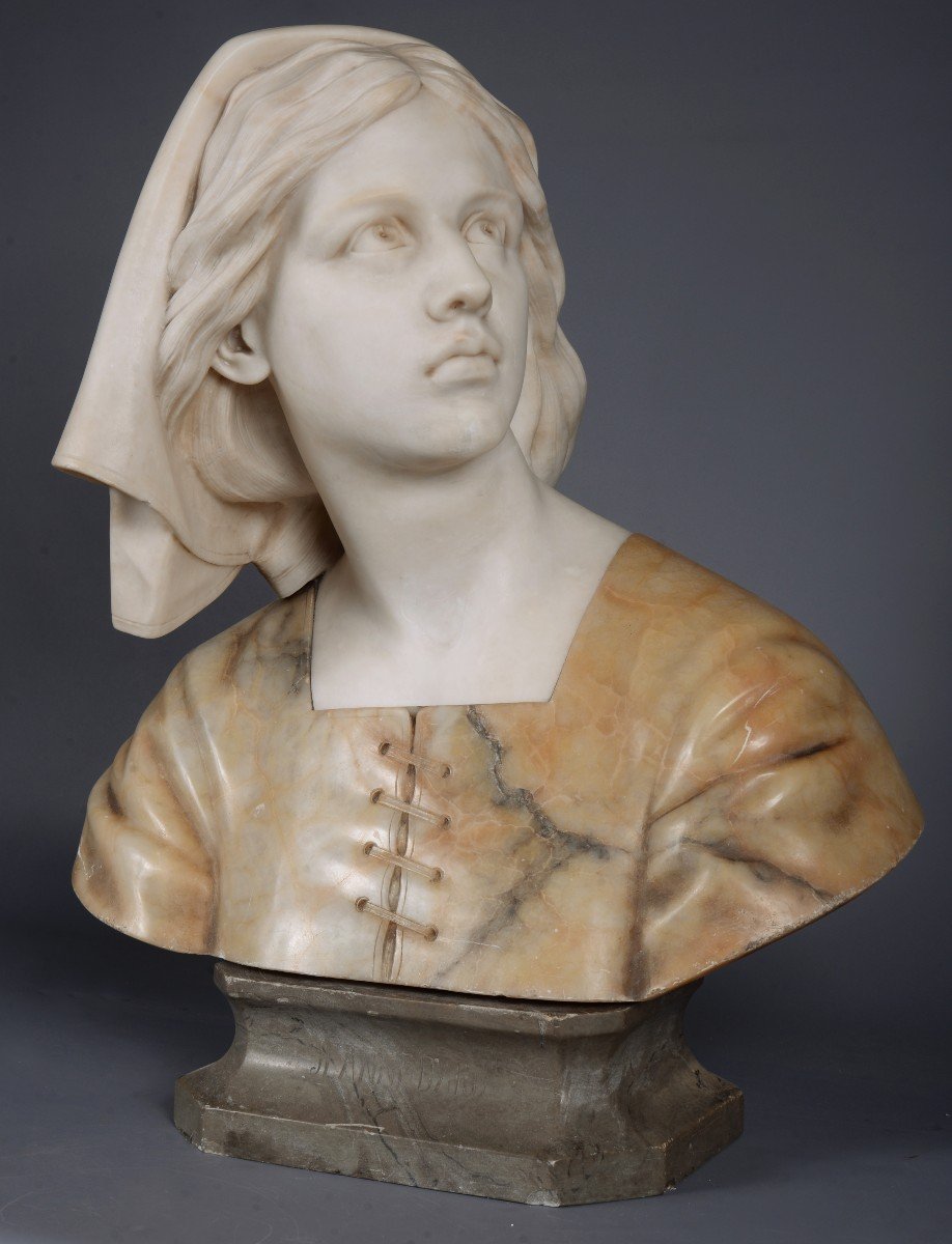 Bust Of Joan Of Arc In Marble And Onyx-photo-2