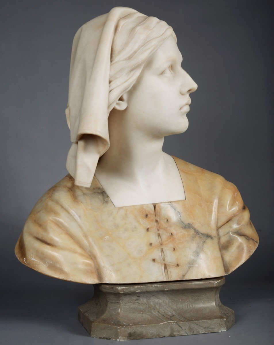 Bust Of Joan Of Arc In Marble And Onyx-photo-3