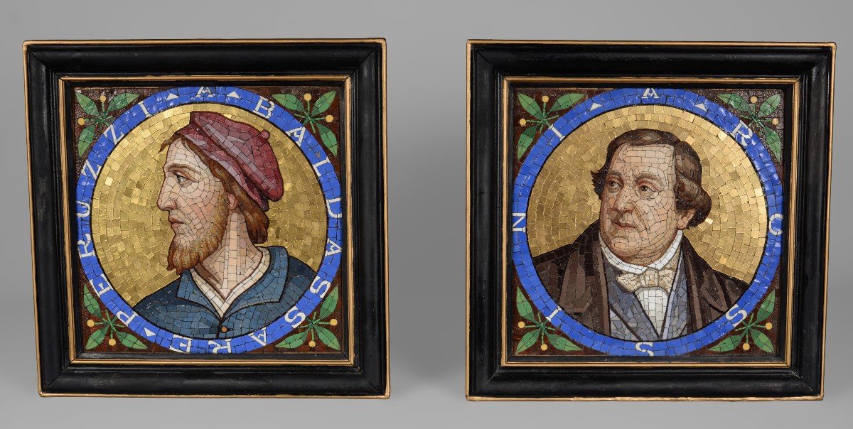 Lot De 2 Panneaux En Mosaïque Aux Portraits d'Hommes