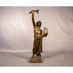 Bronze Sculpture Named "tyrtee" By Emile Laporte 19th Century