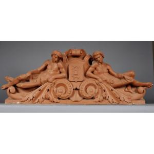 Pediment Project In Painted White Terracotta