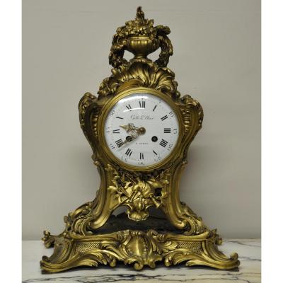 Louis XV Style Gilt Bronze Clock By Gille Ainé