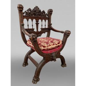 Neo-renaissance Walnut Armchair