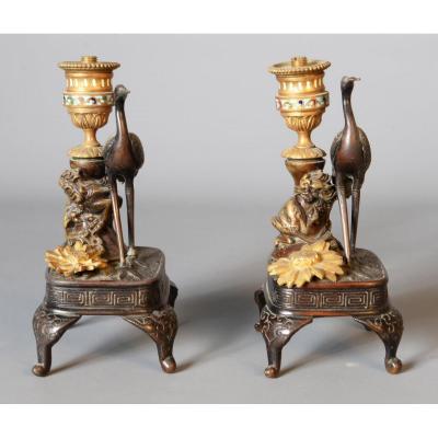 Pair Of Old Candlesticks