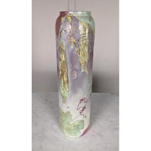 Clain & Perrier - Glass Paste Vase Decorated With Coloquintes, Circa 1900