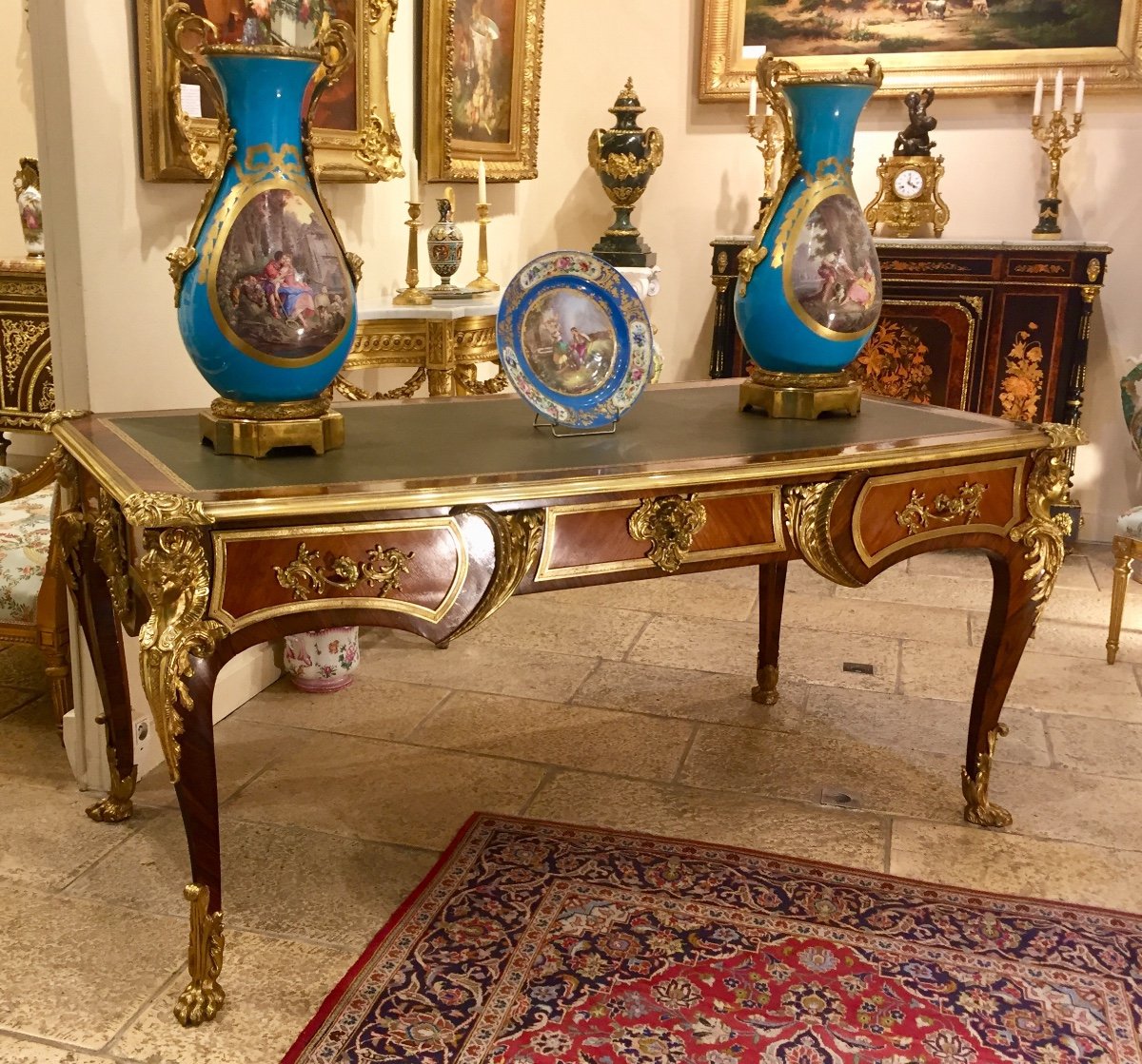 Bureau Plat De Style Louis XV Napoléon III -photo-2