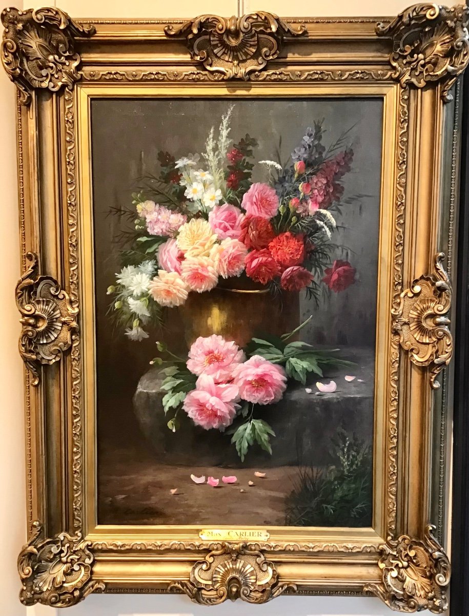 Bouquet De Fleurs Par Max Carlier (1872-1938)-photo-4