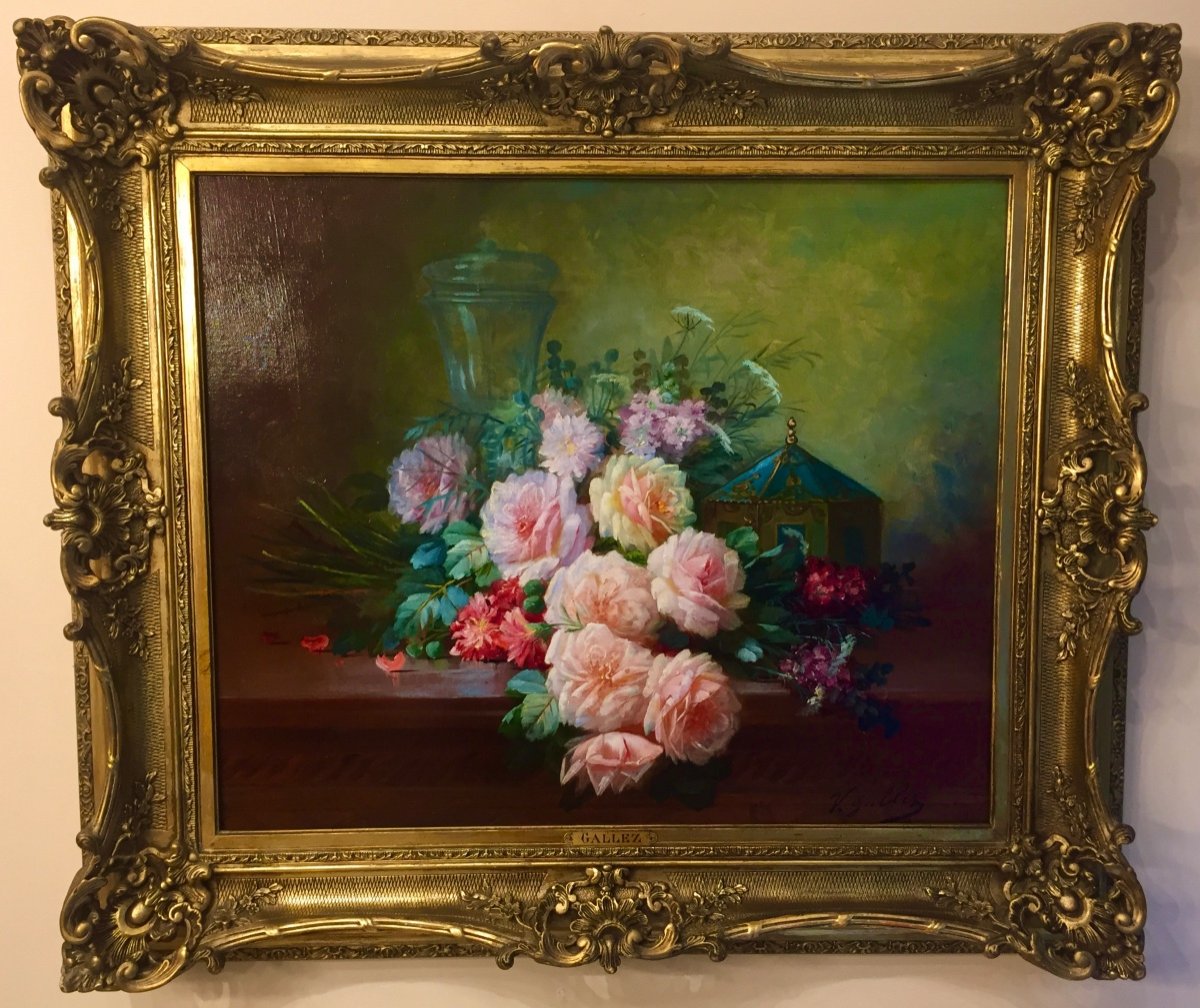 Bouquet Of Roses By Victor Gallez (1864-1939)