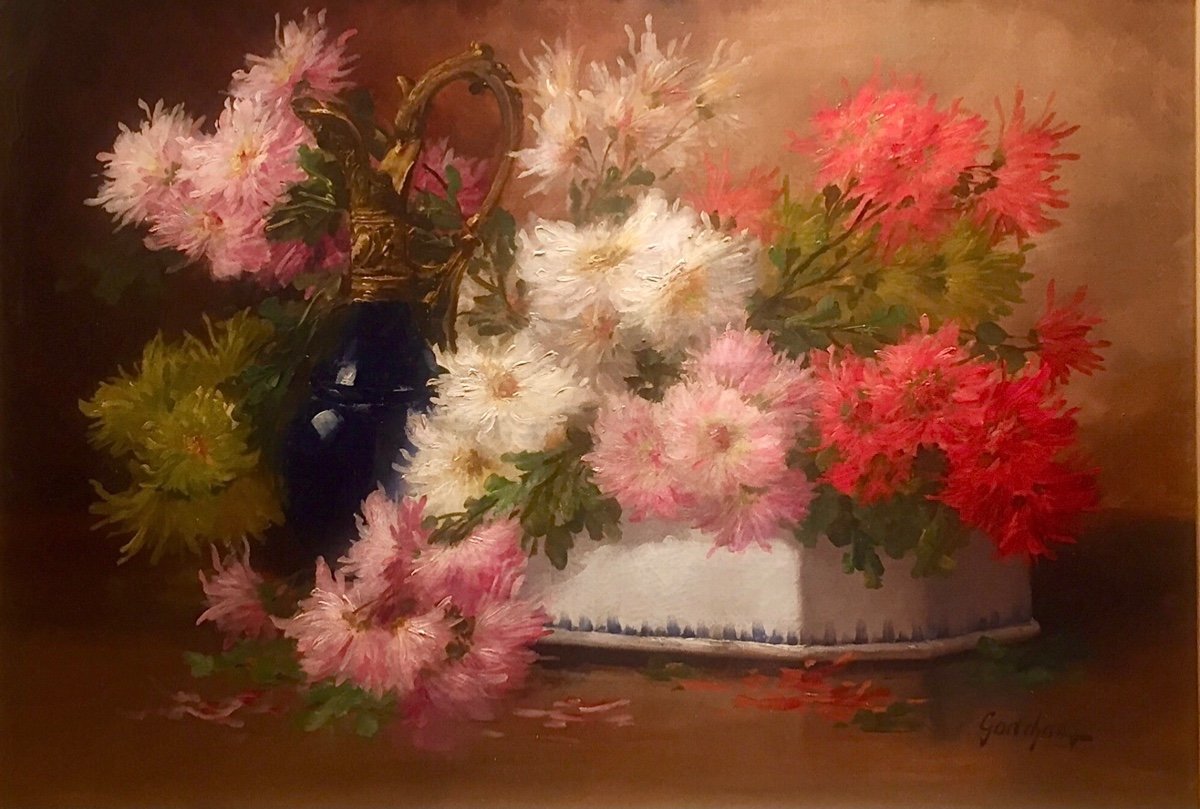 Bouquet Of Dahlias By Emile Godchaux (1860 - 1938)-photo-2