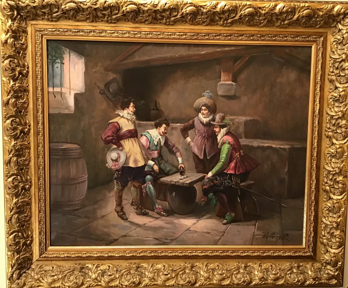 Pair Of Paintings Depicting Musketeers In A Tavern