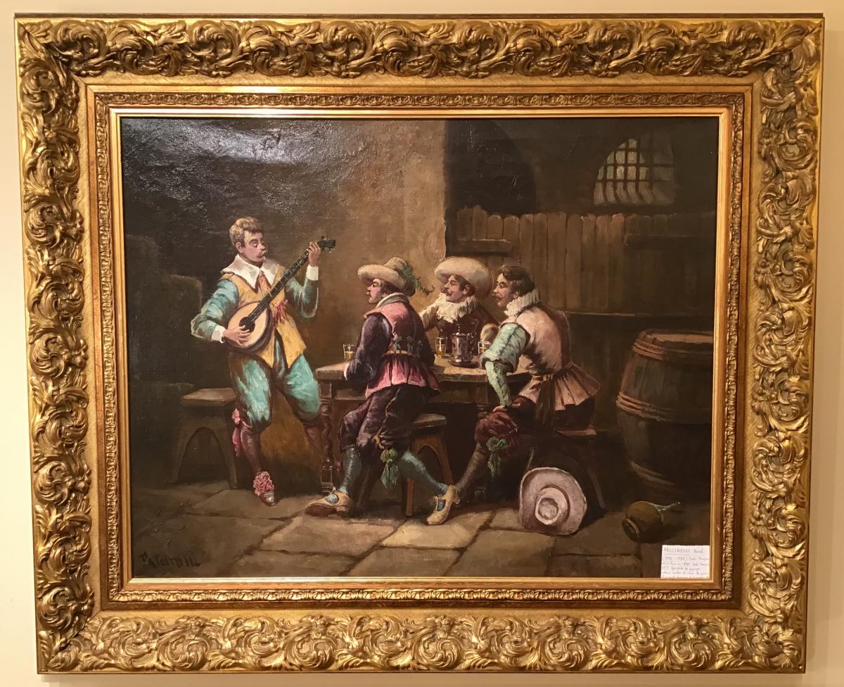 Paire De Tableaux Scenes De Taverne Mousquetaires-photo-2