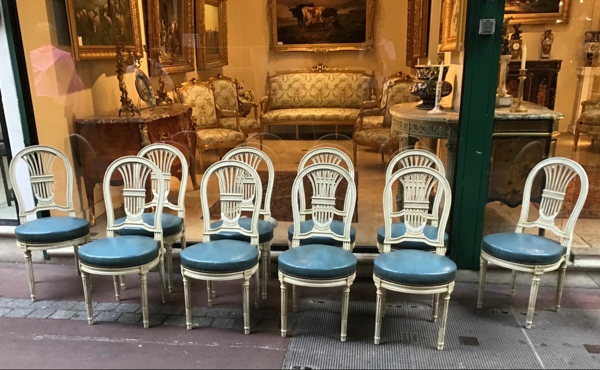 Suite De 10 Chaises De Style Louis XVI-photo-3