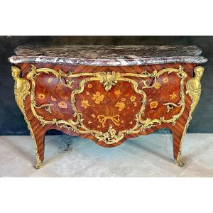 Louis XV Style Marquetry Commode