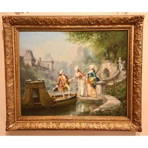 Romantic Scene By Théodore Levigne (1848-1912)