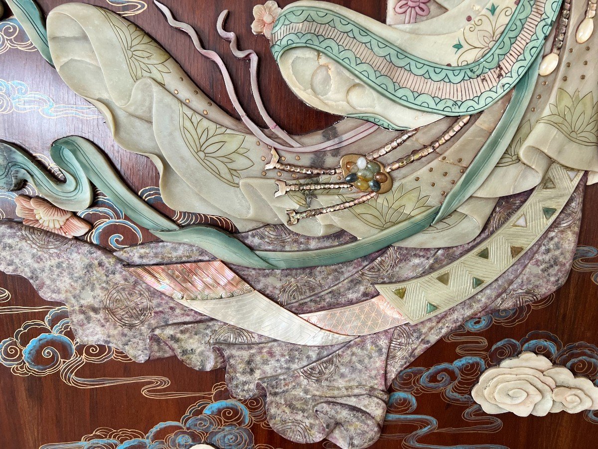 Rare Chinese Screen With Fine Inlay Work  -photo-2