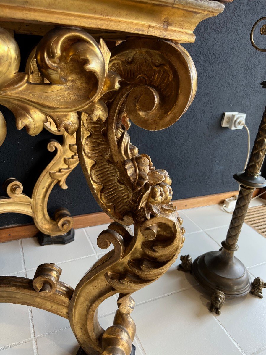 Gilded Side Table Console, Rome 17th Century-photo-3