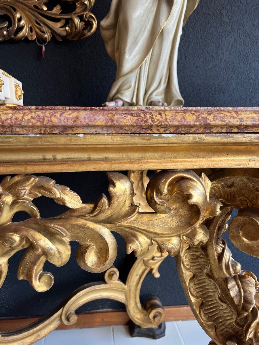 Gilded Side Table Console, Rome 17th Century-photo-4