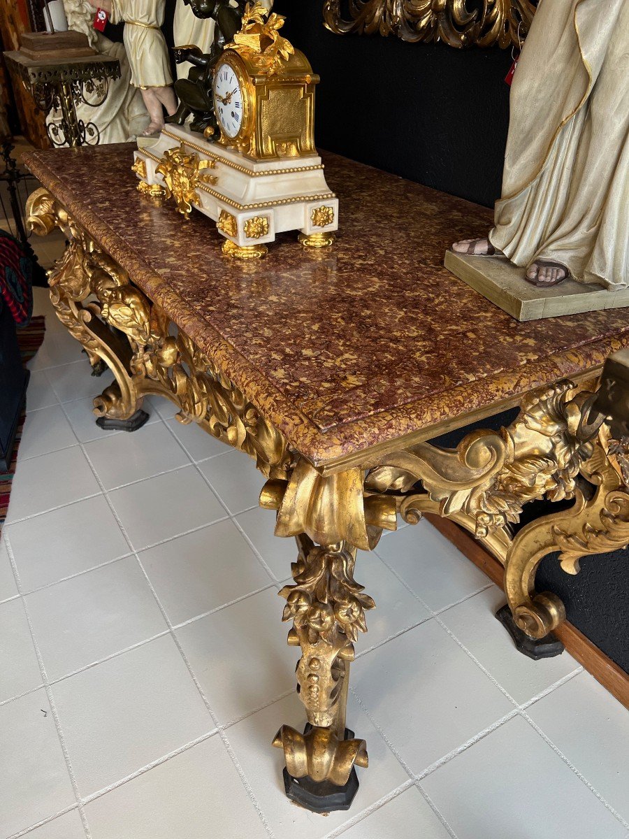 Gilded Side Table Console, Rome 17th Century-photo-1