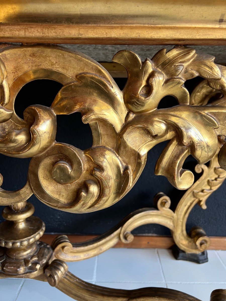 Gilded Side Table Console, Rome 17th Century-photo-4