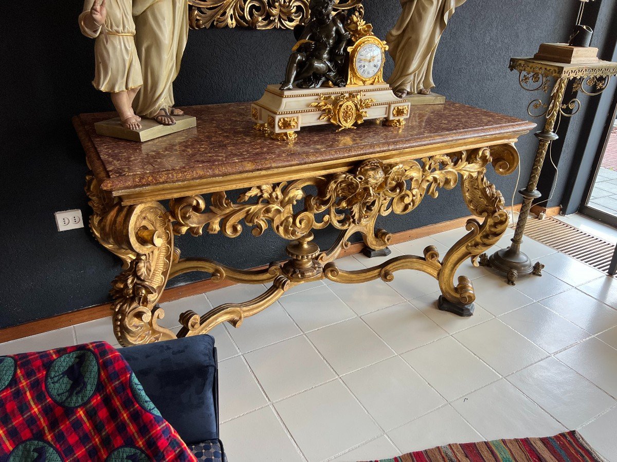 Gilded Side Table Console, Rome 17th Century