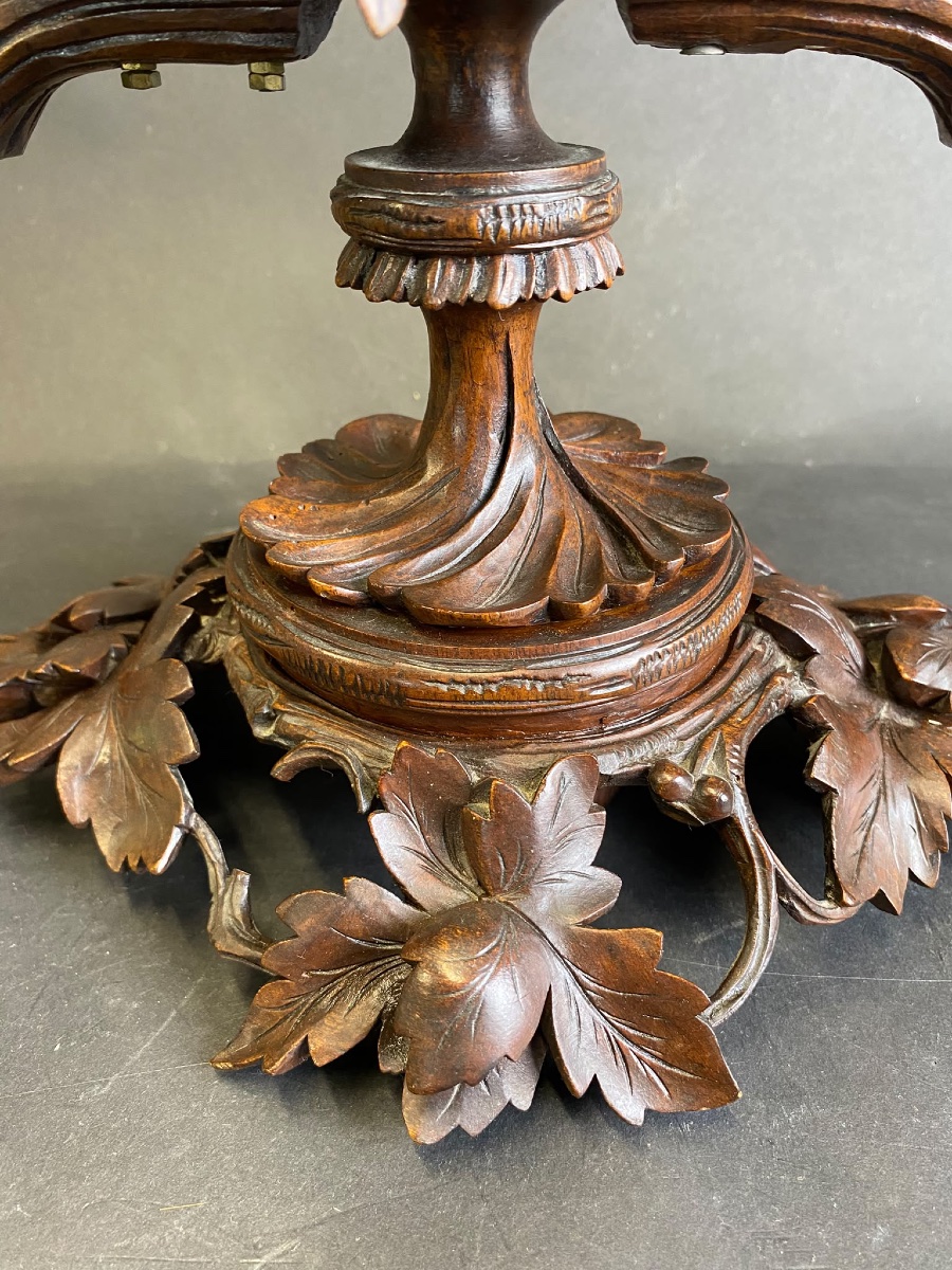 Jardinière ancienne de style « Forêt-Noire » avec vasque en cristal-photo-2