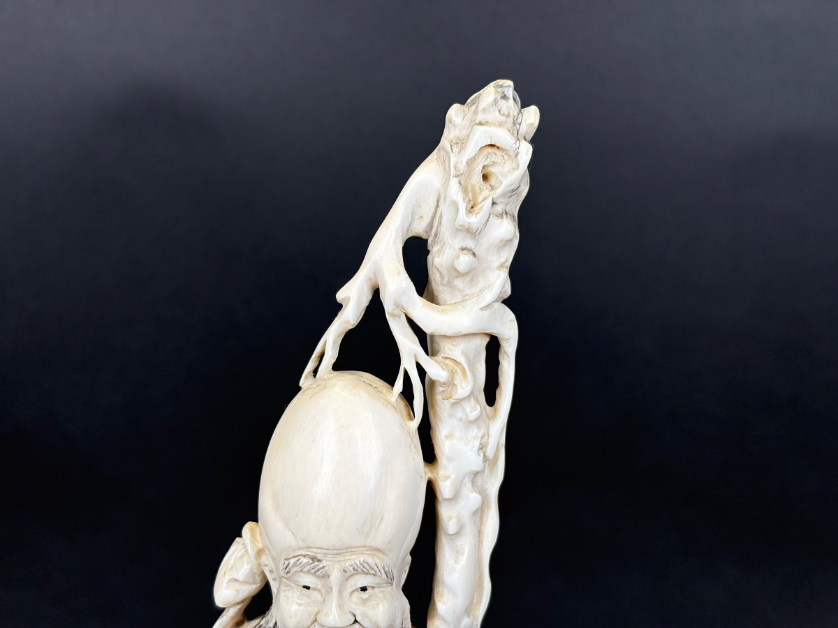 Beautiful Carved Ivory Sculpture, China, With Cites Certification-photo-1