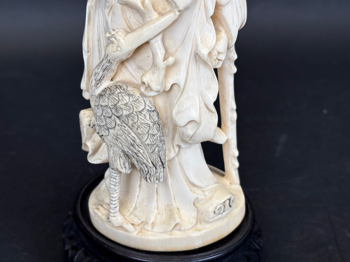 Beautiful Carved Ivory Sculpture, China, With Cites Certification-photo-2