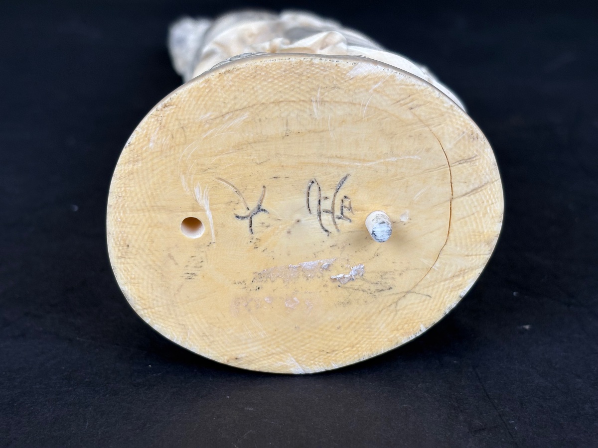 Beautiful Carved Ivory Sculpture, China, With Cites Certification-photo-4