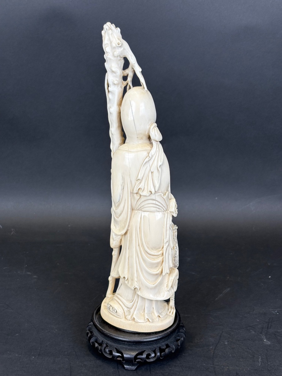 Beautiful Carved Ivory Sculpture, China, With Cites Certification-photo-5
