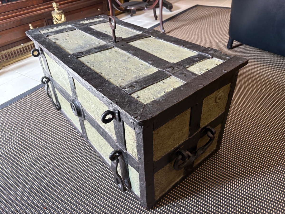 Antique German Iron Casket, 17th/18th Century-photo-4