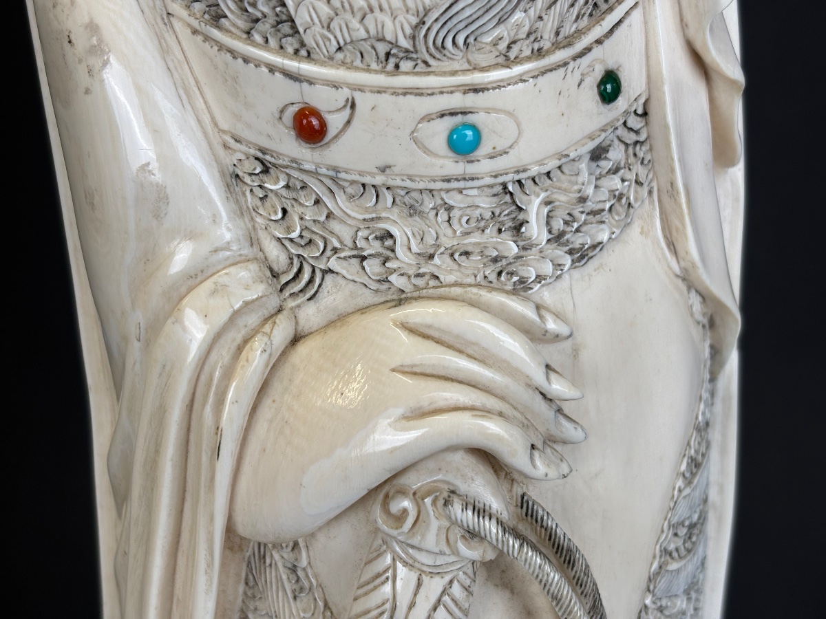 Chinese Emperor And Empress, Carved From Ivory + Cites-photo-2