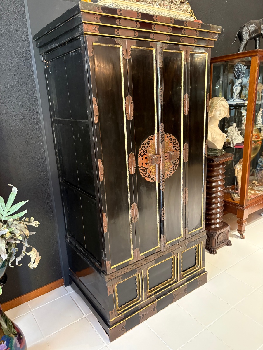 Butsudan japonais ancien – Autel bouddhiste domestique en laque noire et feuilles d'or Japon-photo-2