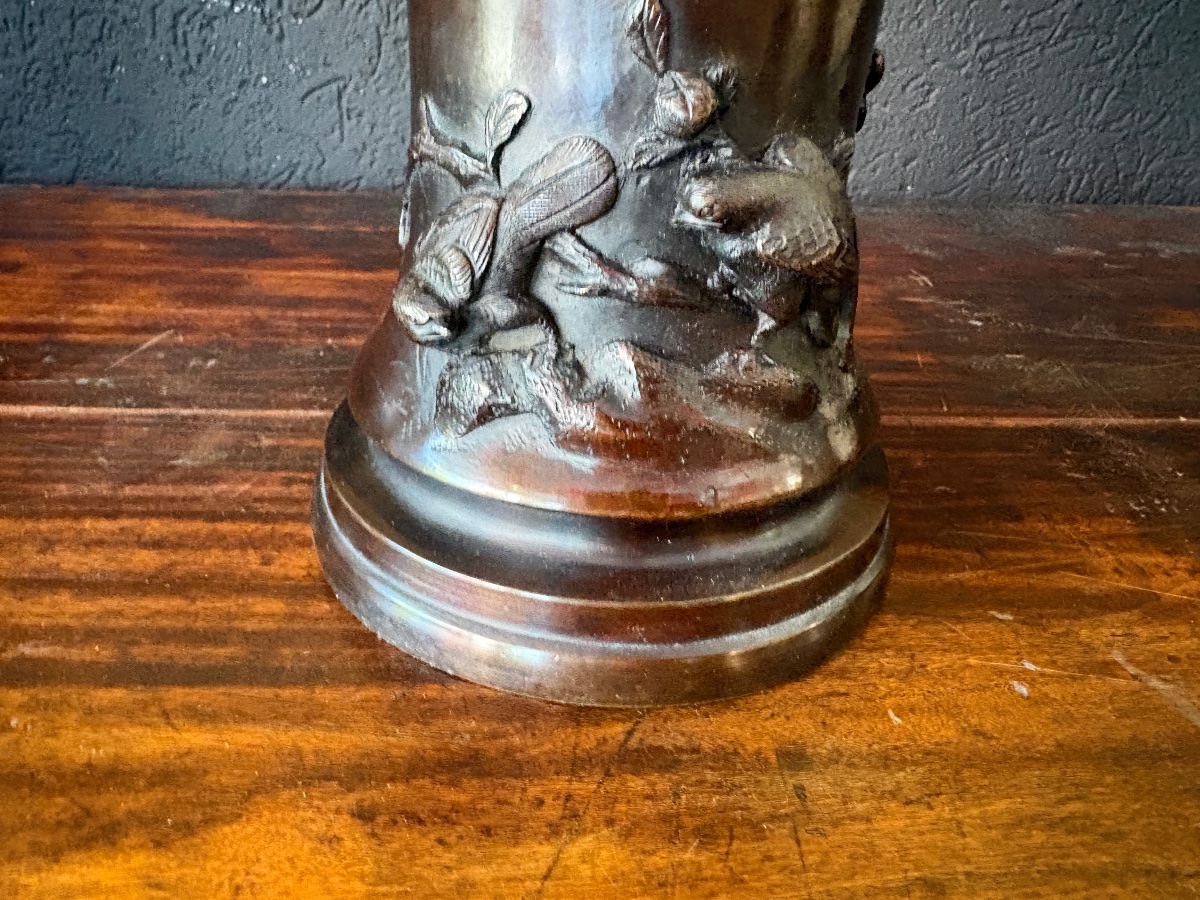 Koro en bronze japonais, époque Meiji (1868-1912)-photo-3