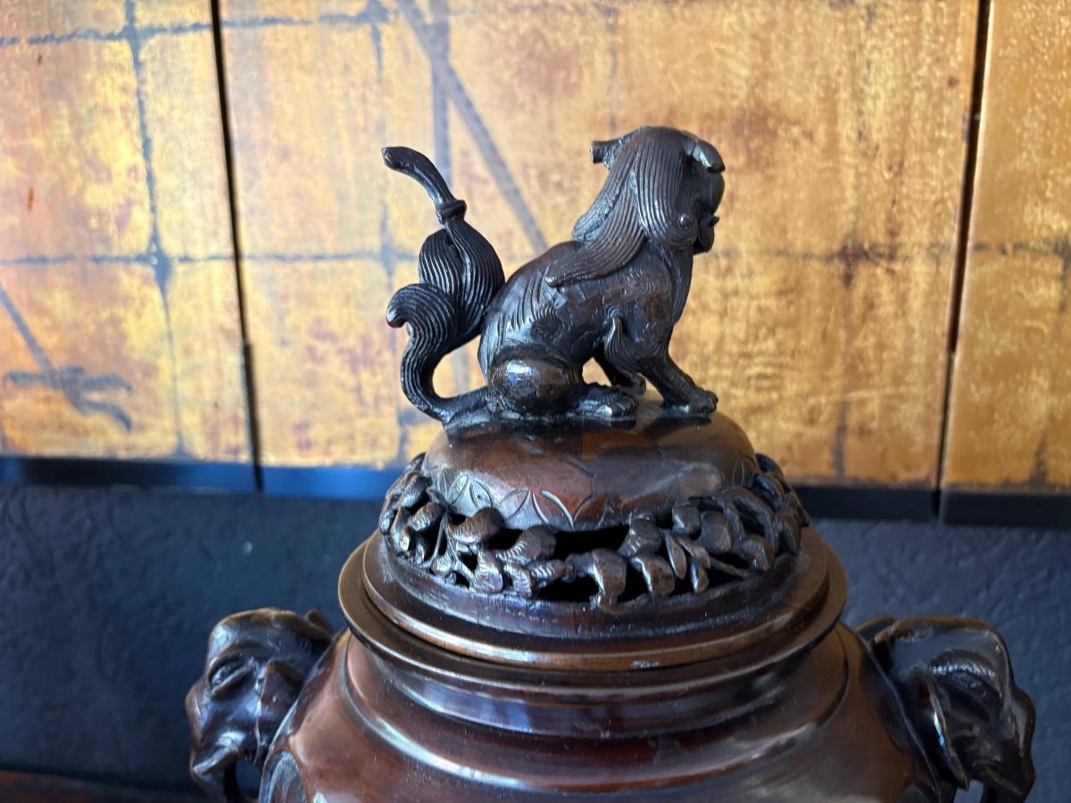 Koro en bronze japonais, époque Meiji (1868-1912)-photo-8