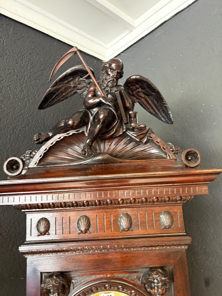 Horloge de parquet ancienne, signée Egisto Gajani, Florence, datée 1873-photo-4