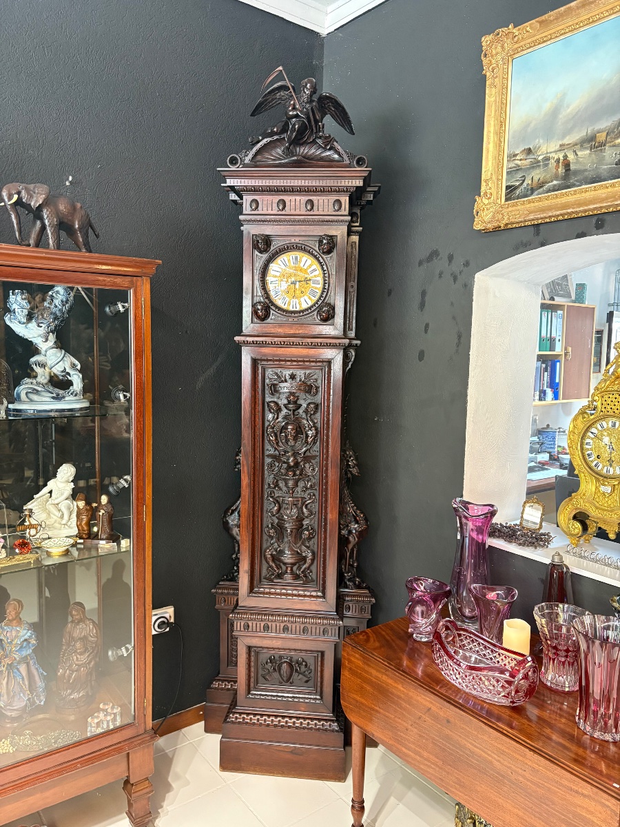 Horloge de parquet ancienne, signée Egisto Gajani, Florence, datée 1873