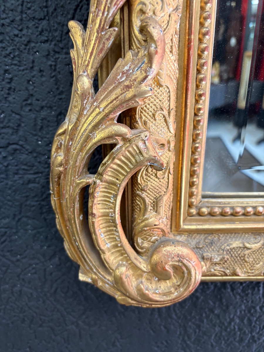 Miroir doré, style Louis XV/rocaille (XIXe siècle, probablement époque Napoléon III)-photo-4