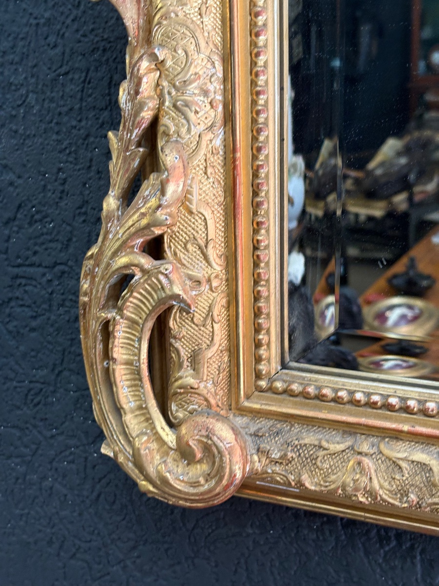 Miroir doré, style Louis XV/rocaille (XIXe siècle, probablement époque Napoléon III)-photo-2