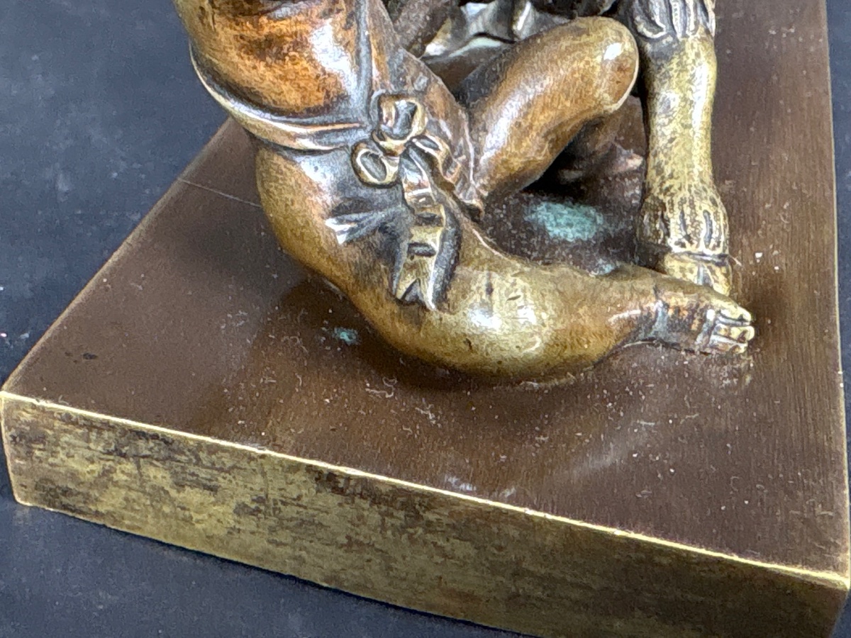  Bronze Sculpture—children With A Goat,  In The Style Of Clodion-photo-3
